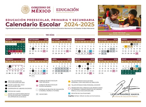Publica SEP calendarios escolares 2024-2025 para Educación Básica y Normal