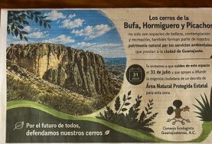 Consejo Ecologista Guanajuatense convoca a ciudadanía exigir Decreto de ANPE a cerros de la capital