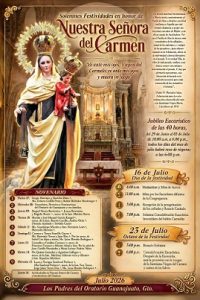 Del 7 al 23 de julio serán las Festividades en honor de Nuestra Señora del Carmen