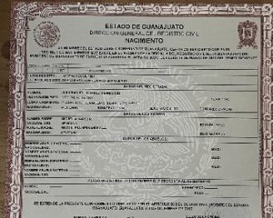 Las actas de nacimiento en Guanajuato siempre son vigentes