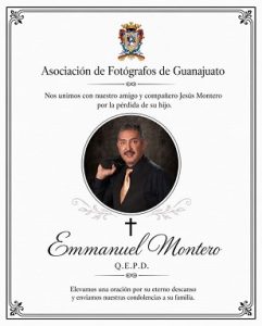Externan condolencias por deceso del fotógrafo Emmanuel Montero